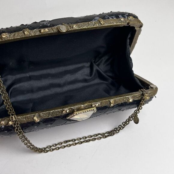CLARA KASAVINA Crystal-Embellished Black Python Clutch - Picture 11 of 13
